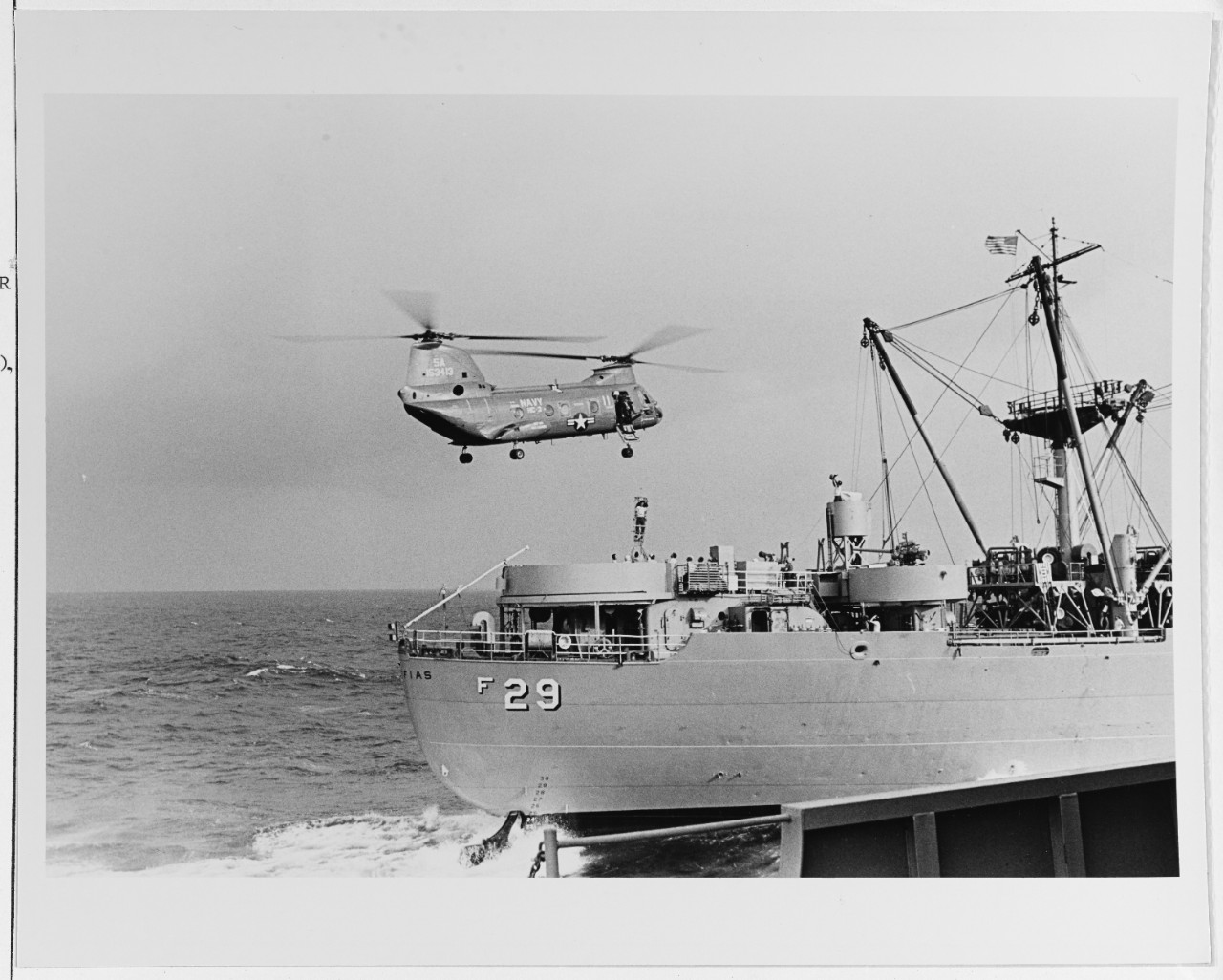 Transporting an Injured Crewman from  USS GRAFIAS (AF-29) to USS CONSTELLATION (CVA-64)
