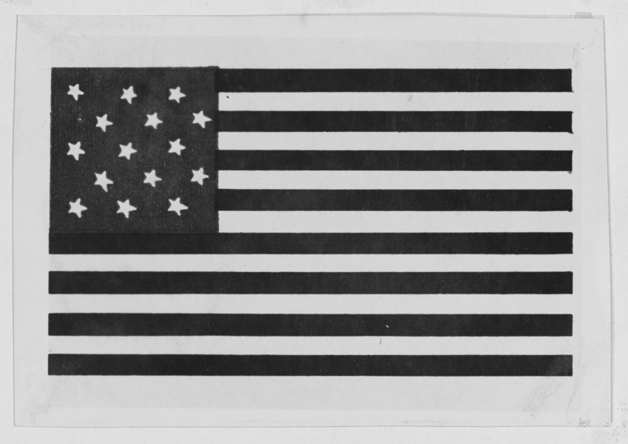 United States Flag with 15 stars and 15 stripes.