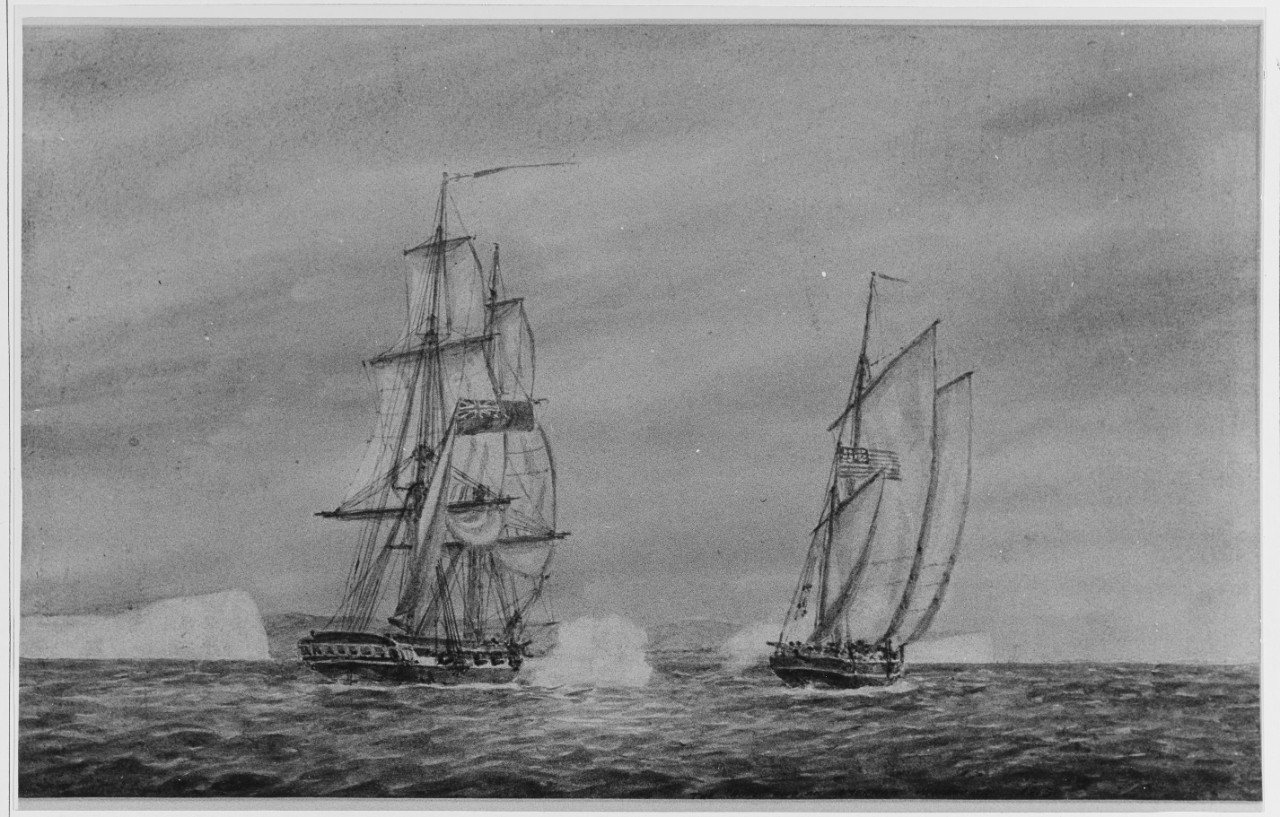 HMS HOPE and an American Privateer, 1813
