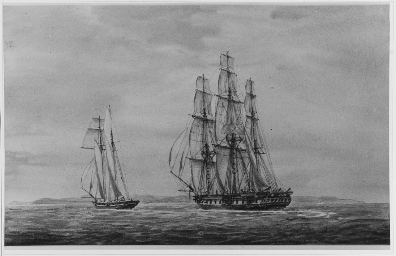 American Letter-of-Marque HEBE Captured by HMS UNICORN, April 1814