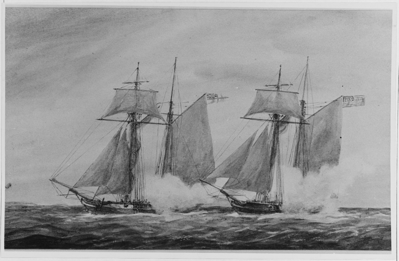 American Letter-of-Marque JAVA Captured by the British Schooner HMS COCKCHAFER, May 1814