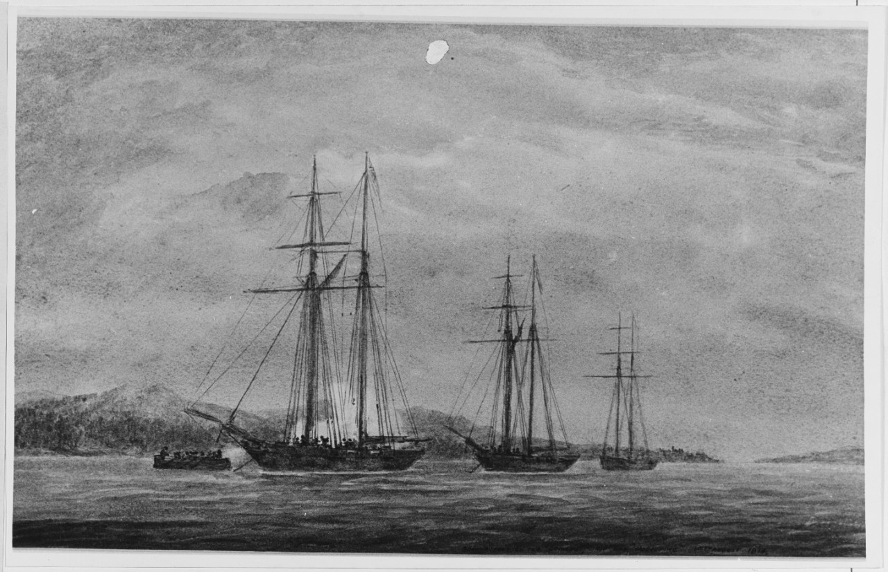 Schooners USS SOMERS, USS OHIO, and USS PORCUPINE Attacked by British Boats Near Fort Erie, August 1814
