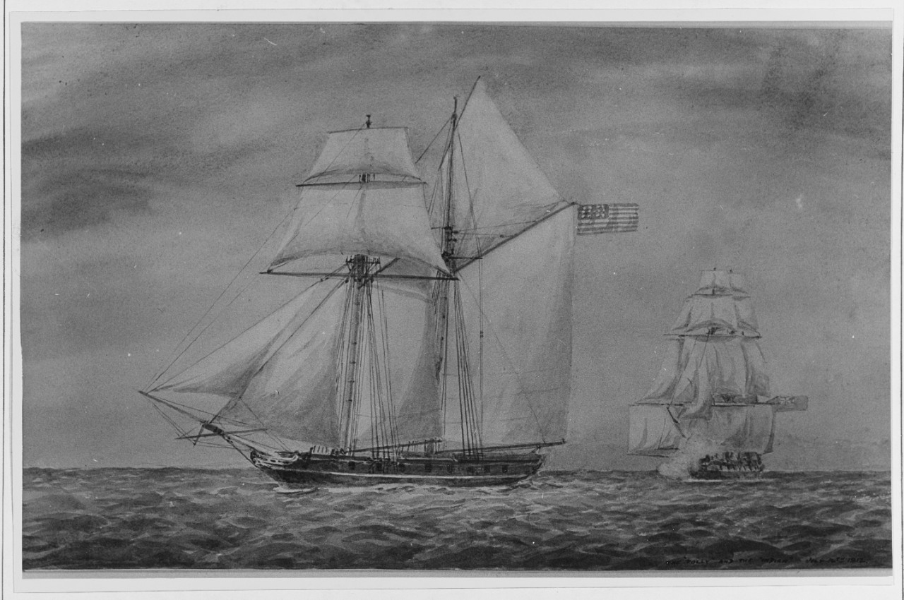 American Privateer POLLY Escapes from Ship HMS INDIAN, July 1812