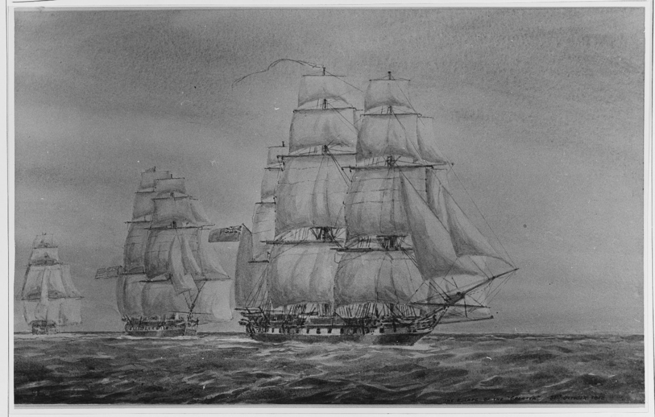 Frigates USS PRESIDENT and USS CONGRESS Chasing HMS GALATEA, October 1812