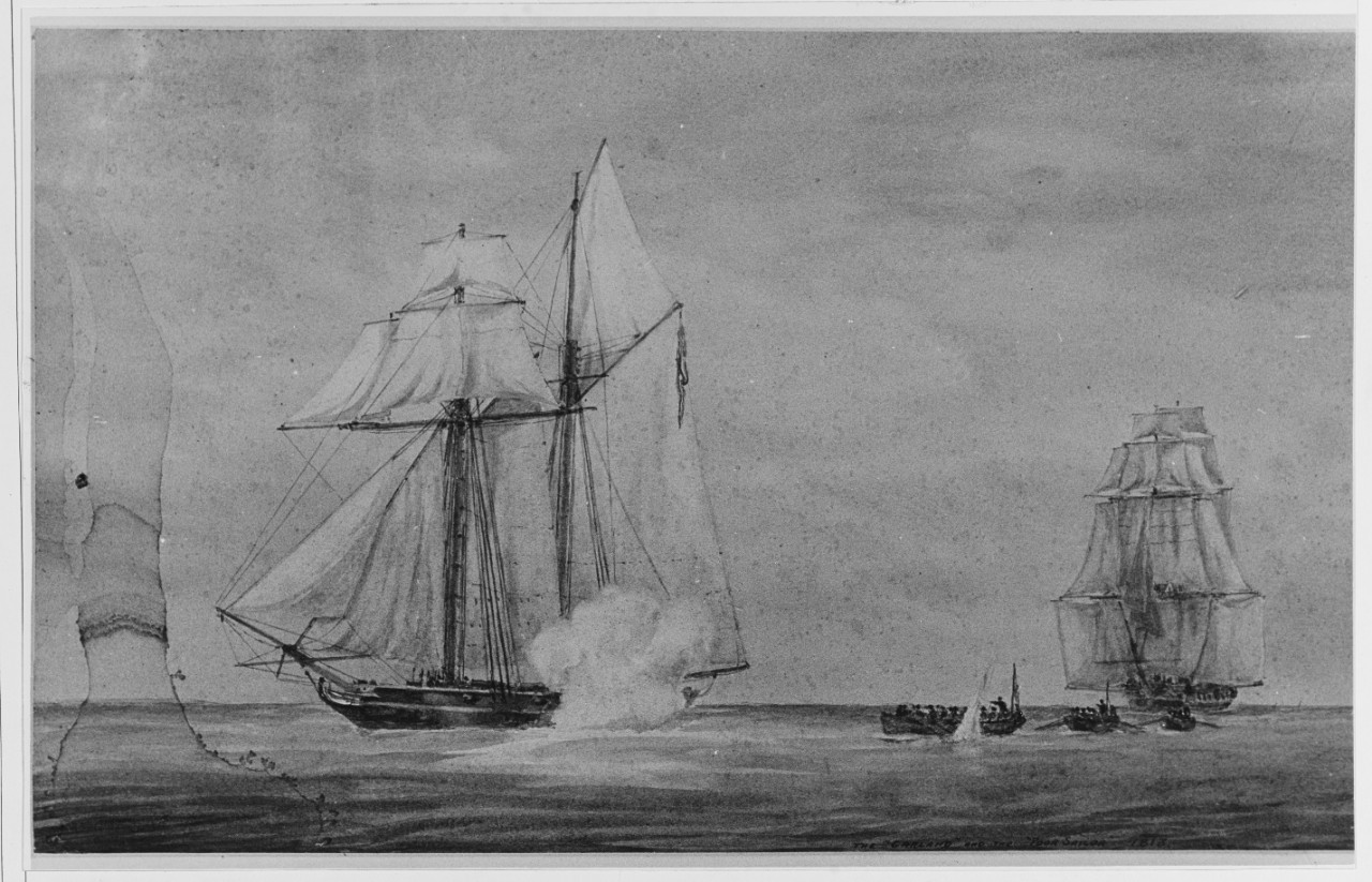 American Privateer POOR SAILOR Captured by HMS GARLAND, 1813