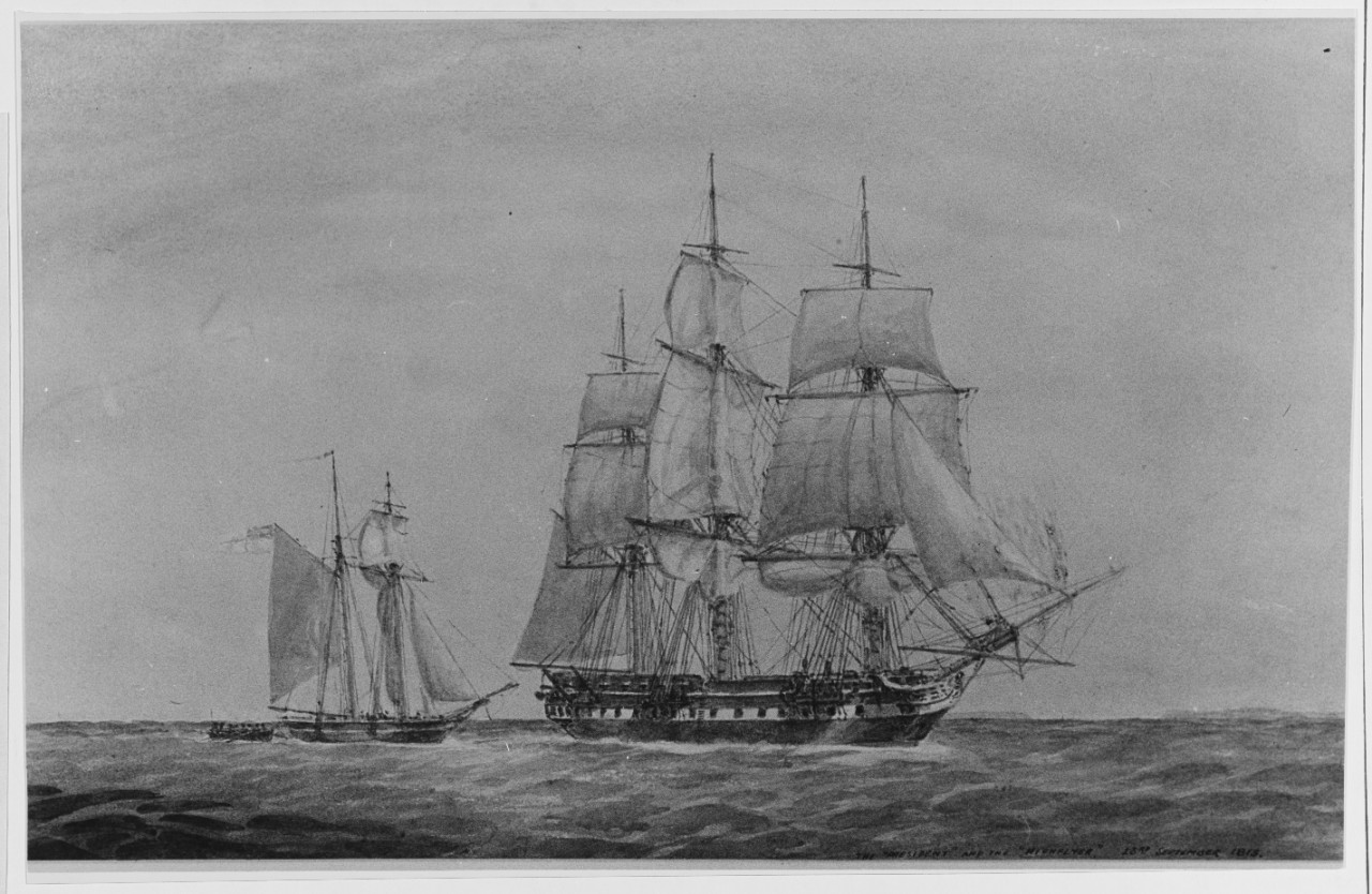 The U.S. Frigate USS PRESIDENT Capturing the British Schooner HMS HIGHFLYER, September 1813