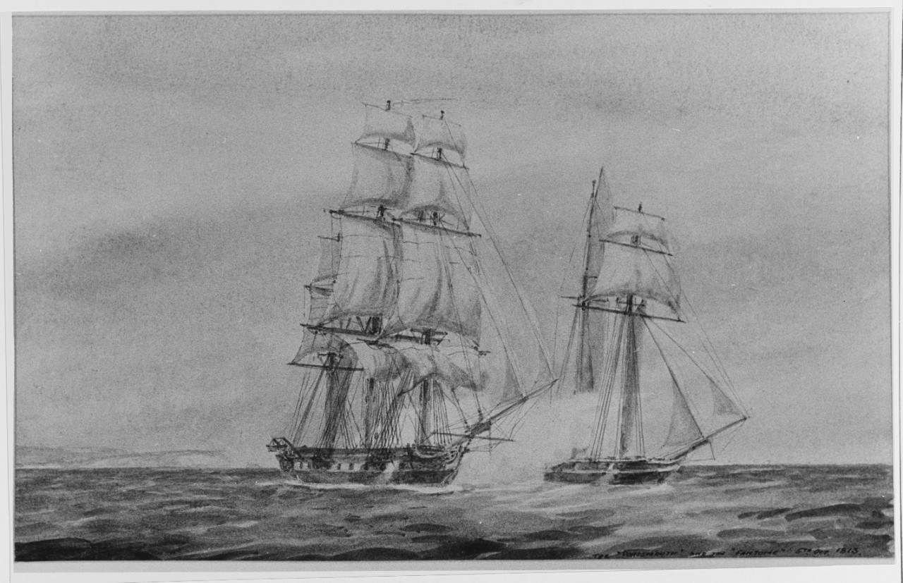 American Privateer PORTSMOUTH Captured by HMS FANTOME, October 1813