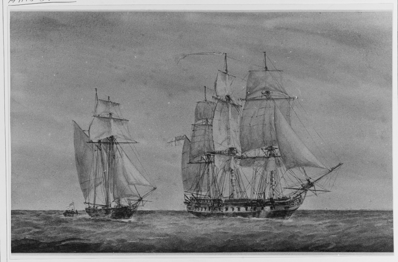 American Privateer ROLLA Captured by the British Frigate HMS LOIRE, December 1813