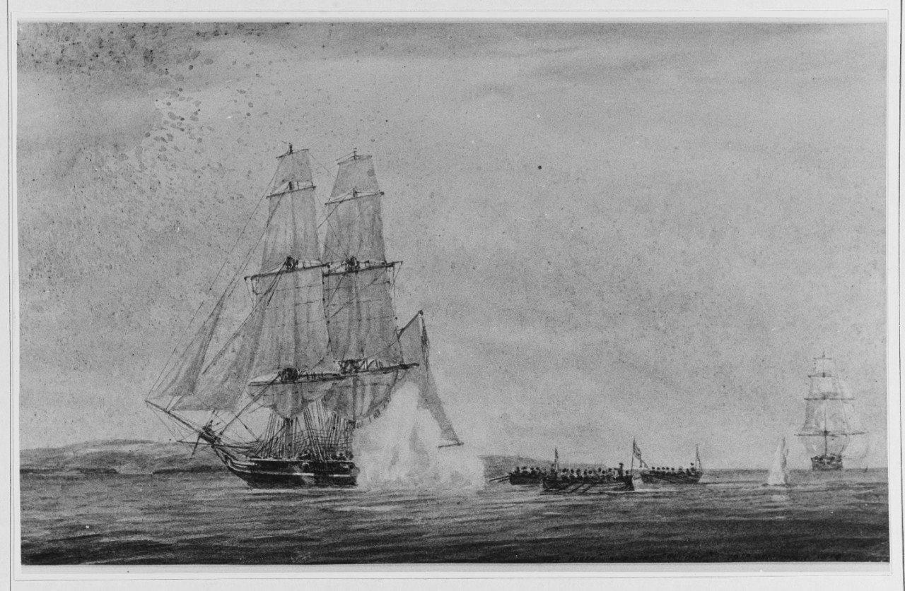 American Privateer REGENT Captured by Boats from HMS FORTH, September 1814