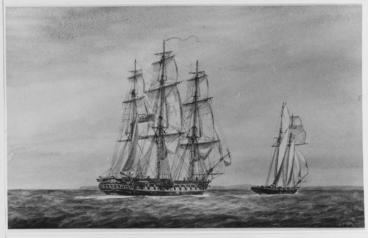 American Privateer POSTBOY Captured by HMS PACTOLUS, December 1814