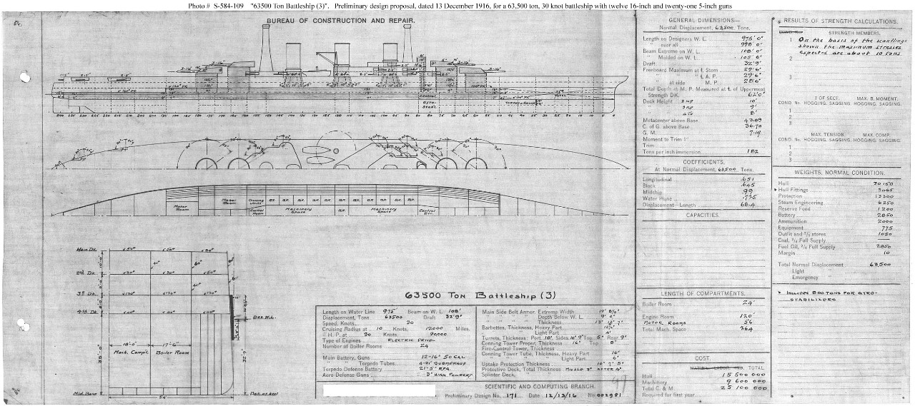 Photo #: S-584-109  63,500 ton Battleship ... December 13, 1916 Note:
