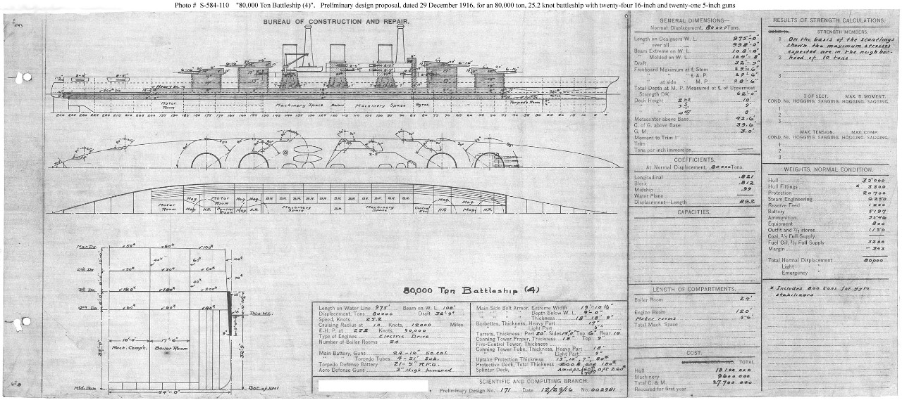 Photo #: S-584-110  80,000 ton Battleship ... December 29, 1916 Note: