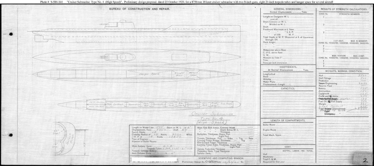Photo #: S-584-164  &quot;Cruiser Submarine Type # 4 (High Speed)&quot; ... October 23, 1920 Note: