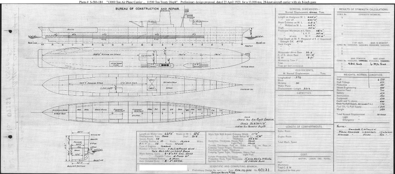 Photo #: S-584-184  &quot;13,000 Ton Air Plane Carrier&quot; ... April 23, 1923 Note: