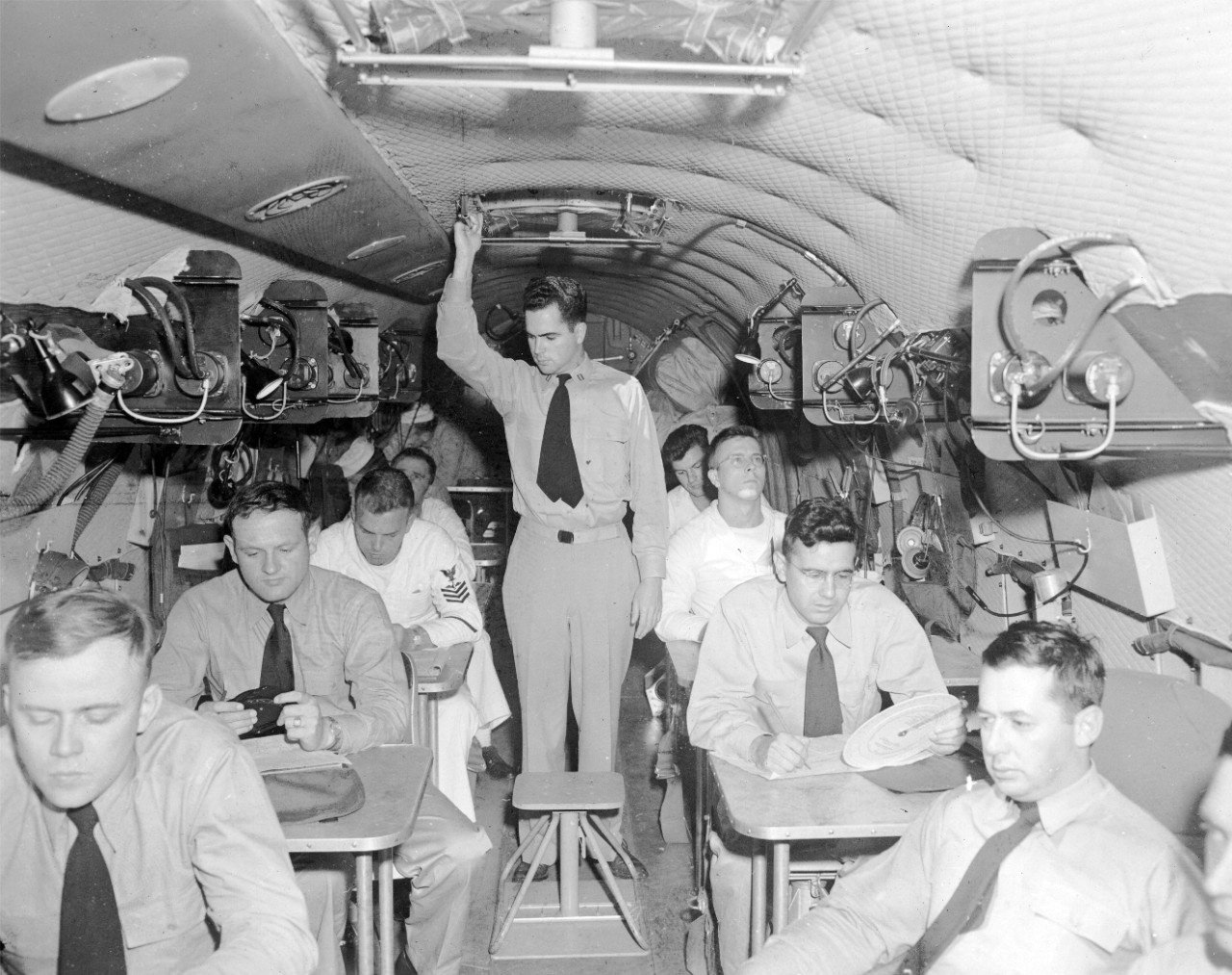 <p>Weather office personnel taken at Naval Air Station Lakehurst, circa 1948.</p>
