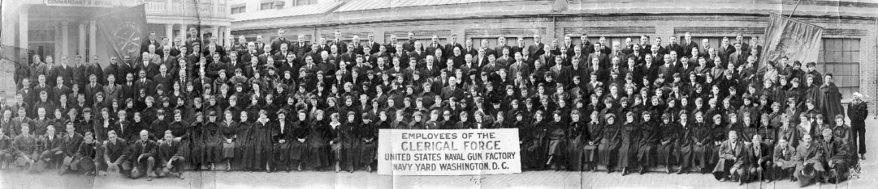 Employees of the Clerical Force, U.S. Naval Gun Factory, Washington Navy Yard, Washington, D.C., ca.1910s to early 1920s.