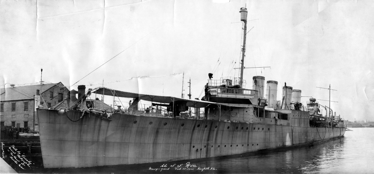 USS Noa (DD-343) at Norfolk Navy Yard, February 11, 1921. 