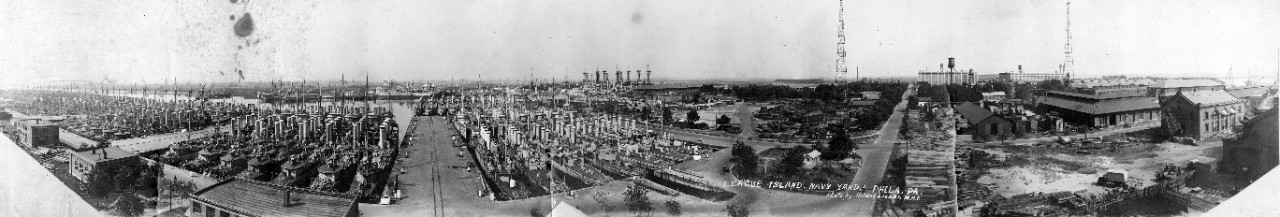 Reserve Fleet Basin, Philadelphia Navy Yard, PA, ca. 1920-1921. Visible ships include (left to right): USS McCook (DD-252) and USS Benham (DD-49). Note the vast amount of laid-up destroyers.