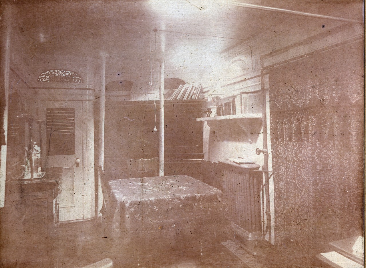 Captain's cabin on a Civil War monitor, 1898