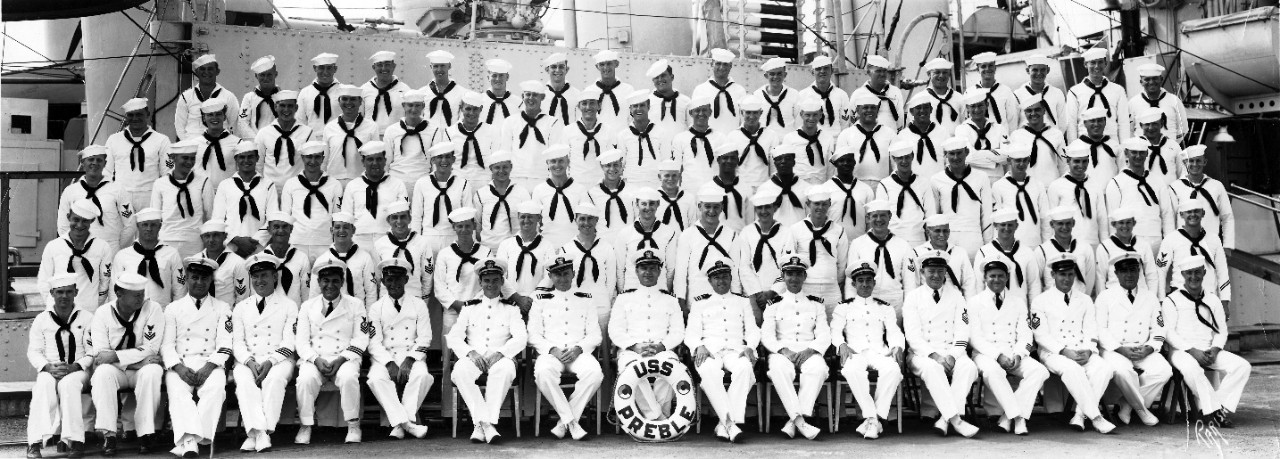 Officers and crew of USS Preble (DD-345), circa WWII