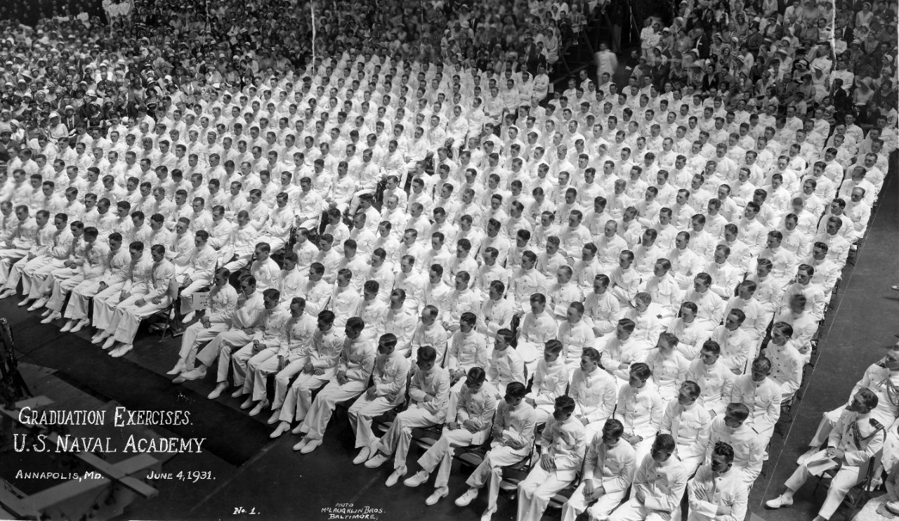 Graduation exercises at the US Navy Academy, Annapolis, MD - June 4, 1931. CAPT Lowell W. Williams Collection.