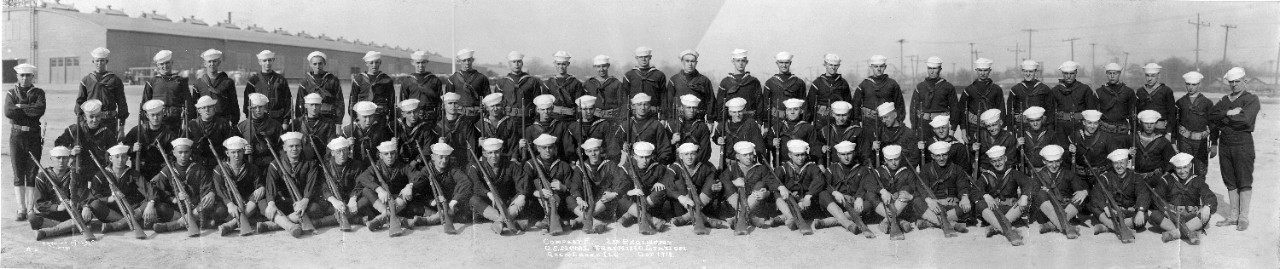 Company E, 2nd regiment: trainees at Naval Training Station Great Lakes, 1918. 