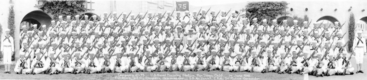 Company 41-75 at US Naval Training Station, San Diego, CA, June 26, 1941.
