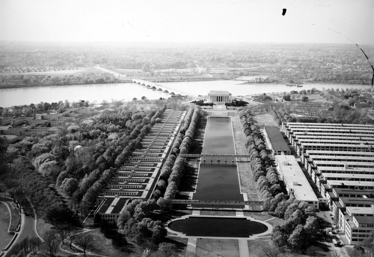 Photo #: NH 92386  View looking west from the Washington Monument, 1 November 1943.