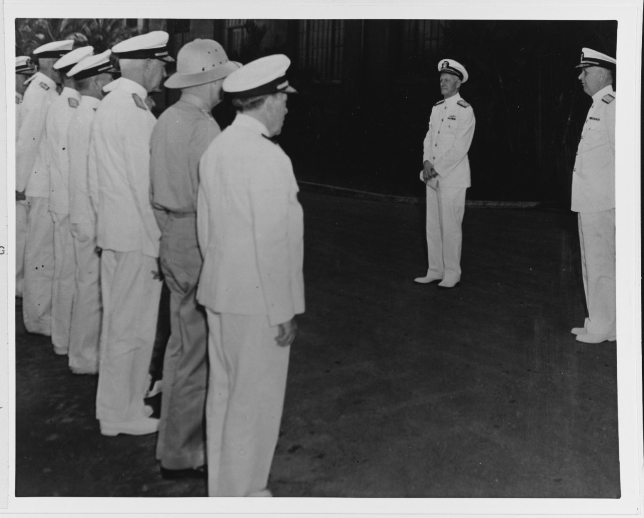 Photo #: NH 62021 Admiral Chester W. Nimitz, USN, Commander in Chief, U.S. Pacific Fleet, (right center)