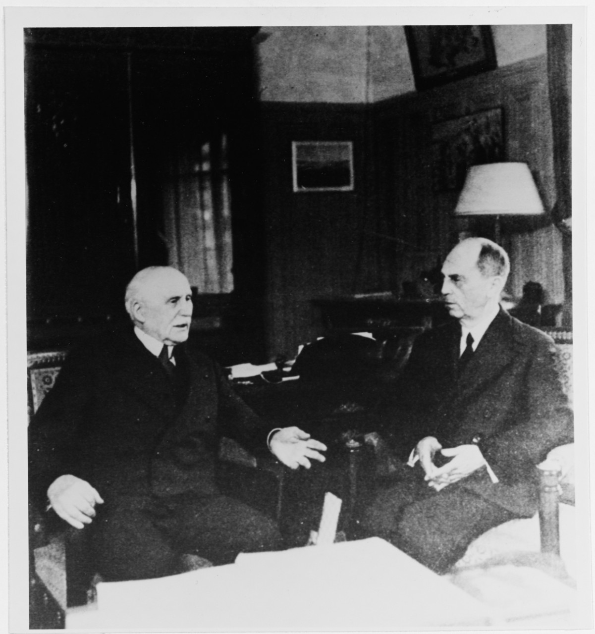 Photo #: NH 89478  Admiral William D. Leahy, USN (Retired), United States Ambassador to France (right)  