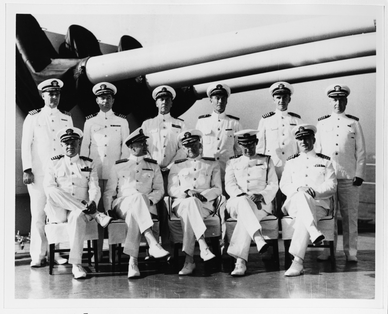 Photo #: NH 93286  Rear Admiral Harold R. Stark, USN, Commander, Cruisers, Battle Force, and Commander, Cruiser Division Nine (seated, center)  