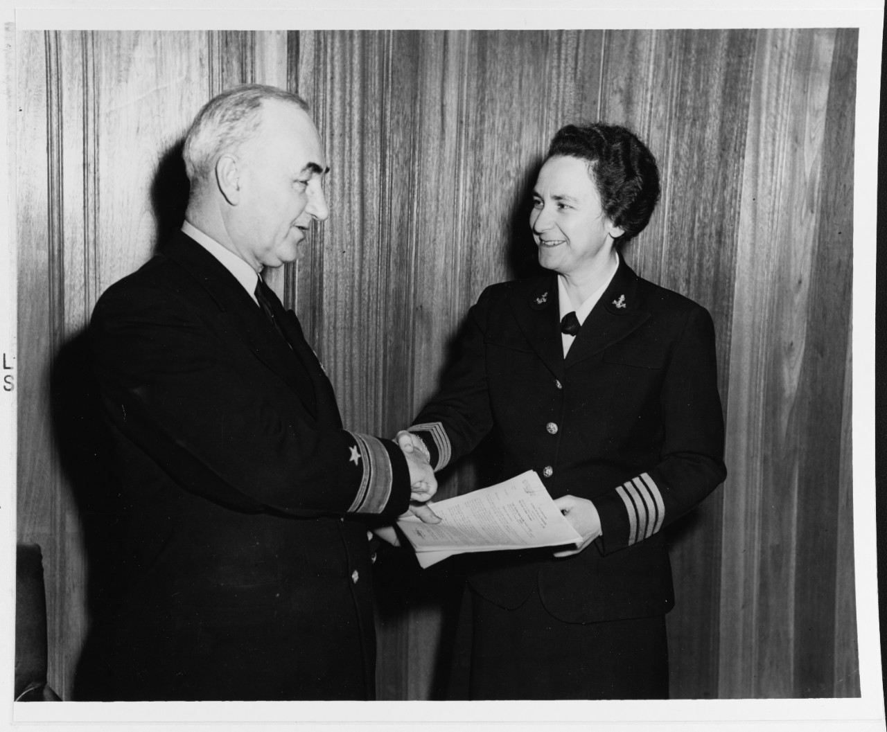 Photo #: 80-G-43752  Captain Mildred H. McAfee, USNR, Director of the Navy's Women's Reserve (right)  