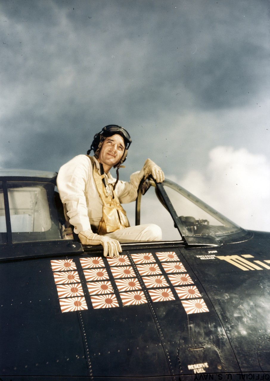 Photo #: 80-G-K-2179 (Color)  Commander David McCampbell, USN, (Commander, Air Group Fifteen)