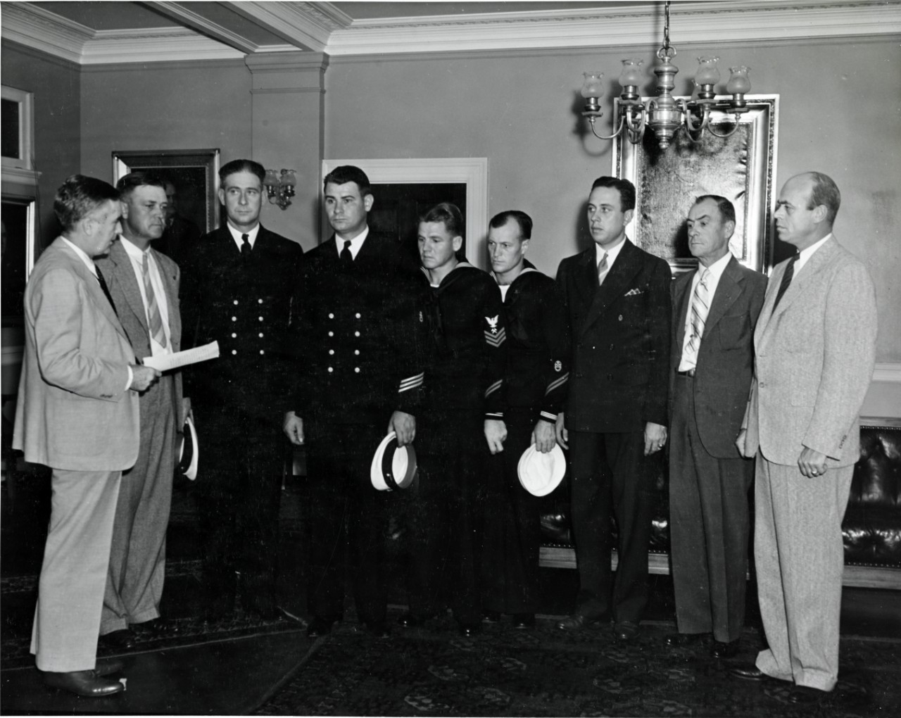 Photo #: NH 57333  Acting Secretary of the Navy Charles Edison (left)  