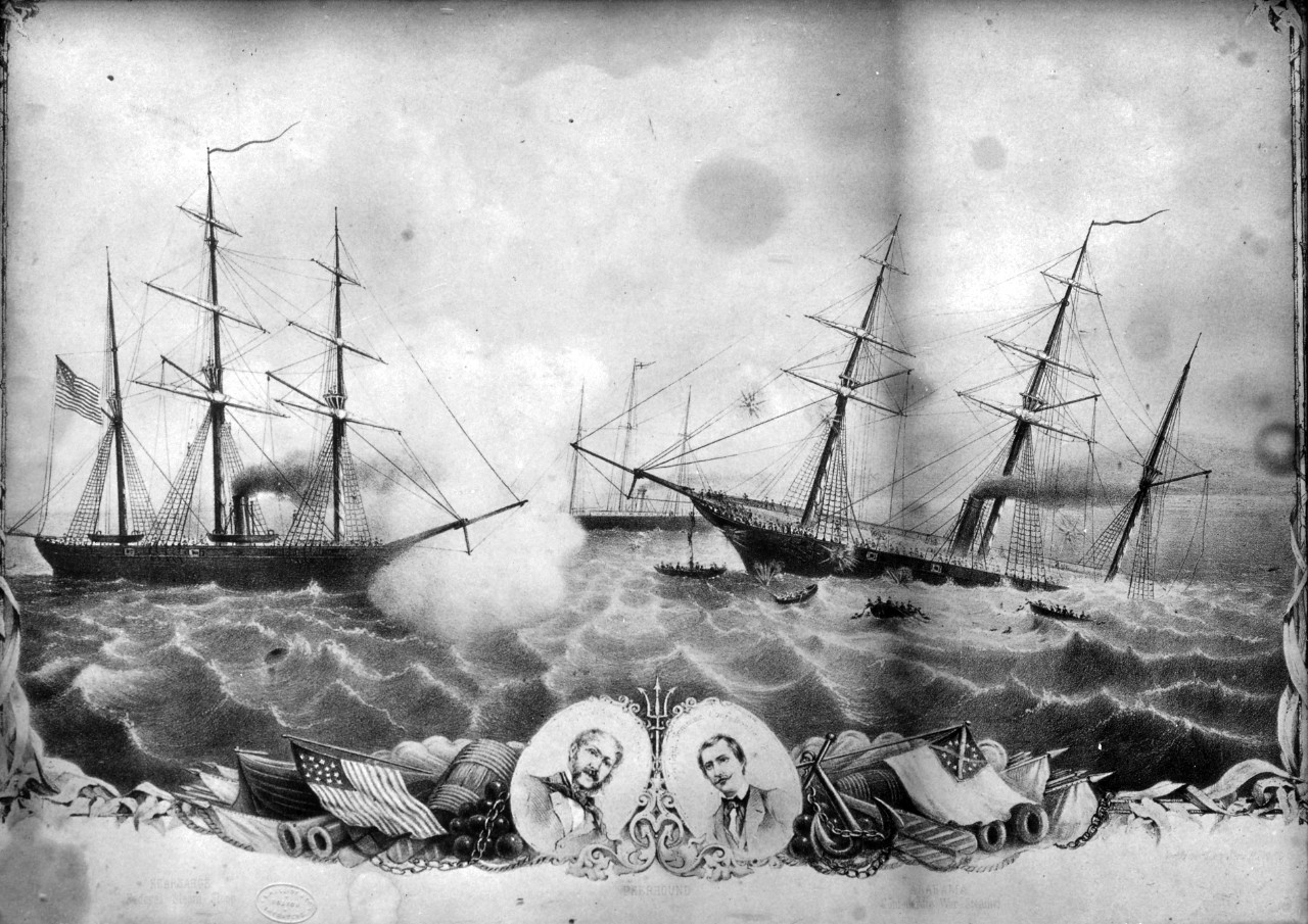 Photo #: NH 1169  Action between USS Kearsarge and CSS Alabama, 19 June 1864