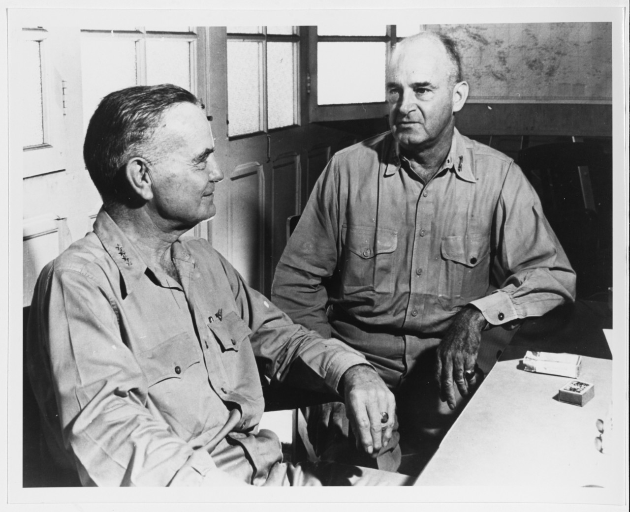 Photo #: NH 92759  Admiral William F. Halsey, USN  (left), Commander South Pacific Force