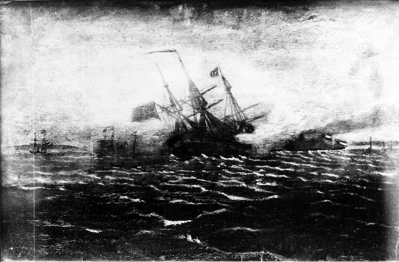 Photo #: NH 2048  CSS Virginia sinking USS Cumberland, 8 March 1862