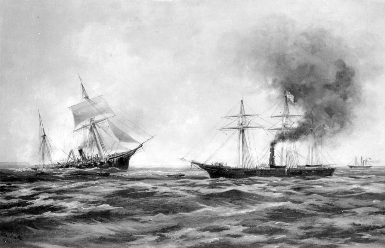 Photo #: K-29827 USS Kearsarge vs. CSS Alabama, 19 June 1864
