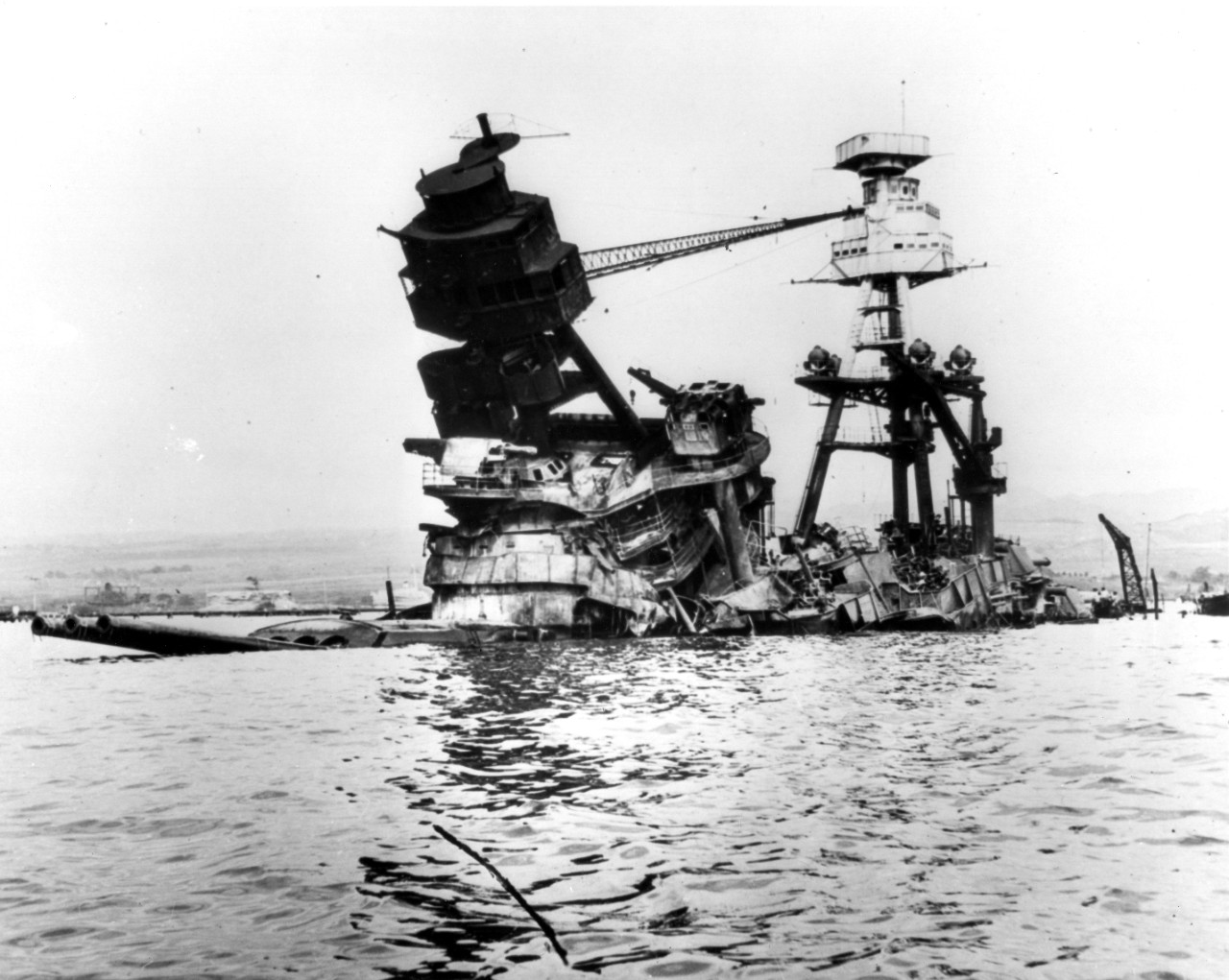 The sunk Arizona after the attack