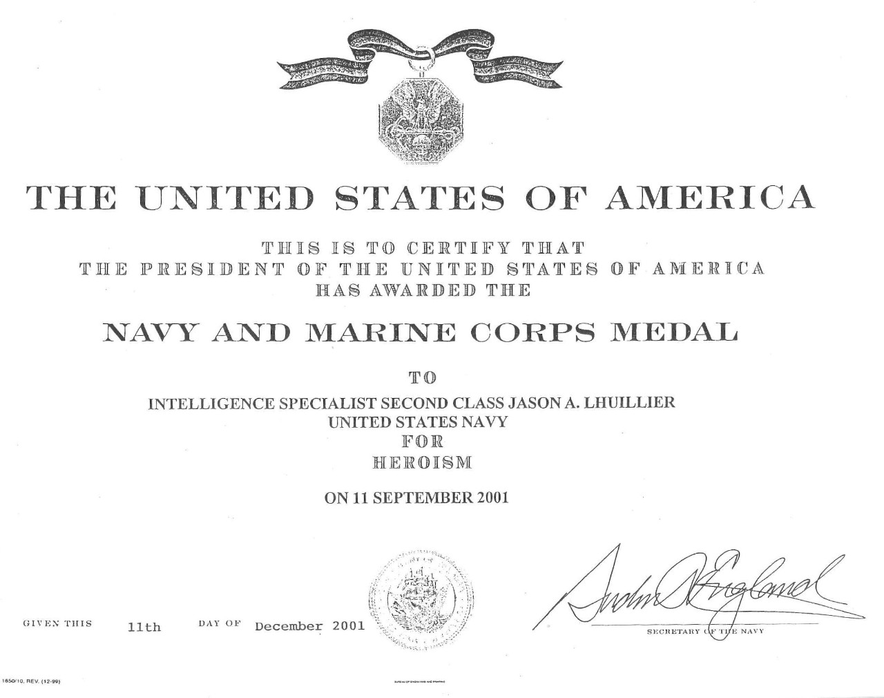 Lhuillier, Jason IS2 Navy and Marine Corps Medal