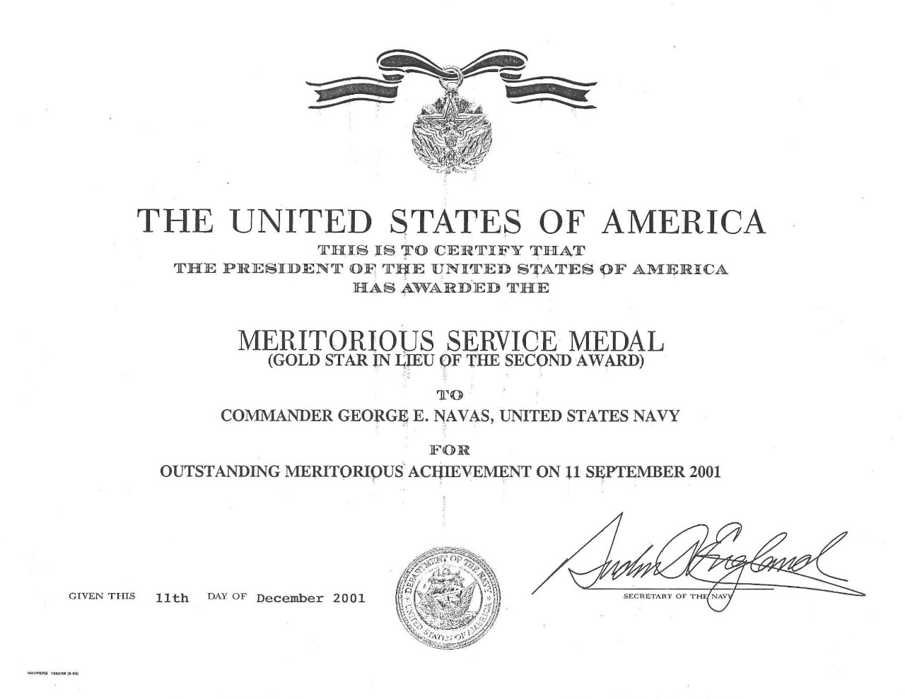 Navas, George CDR Meritorious Service Medal