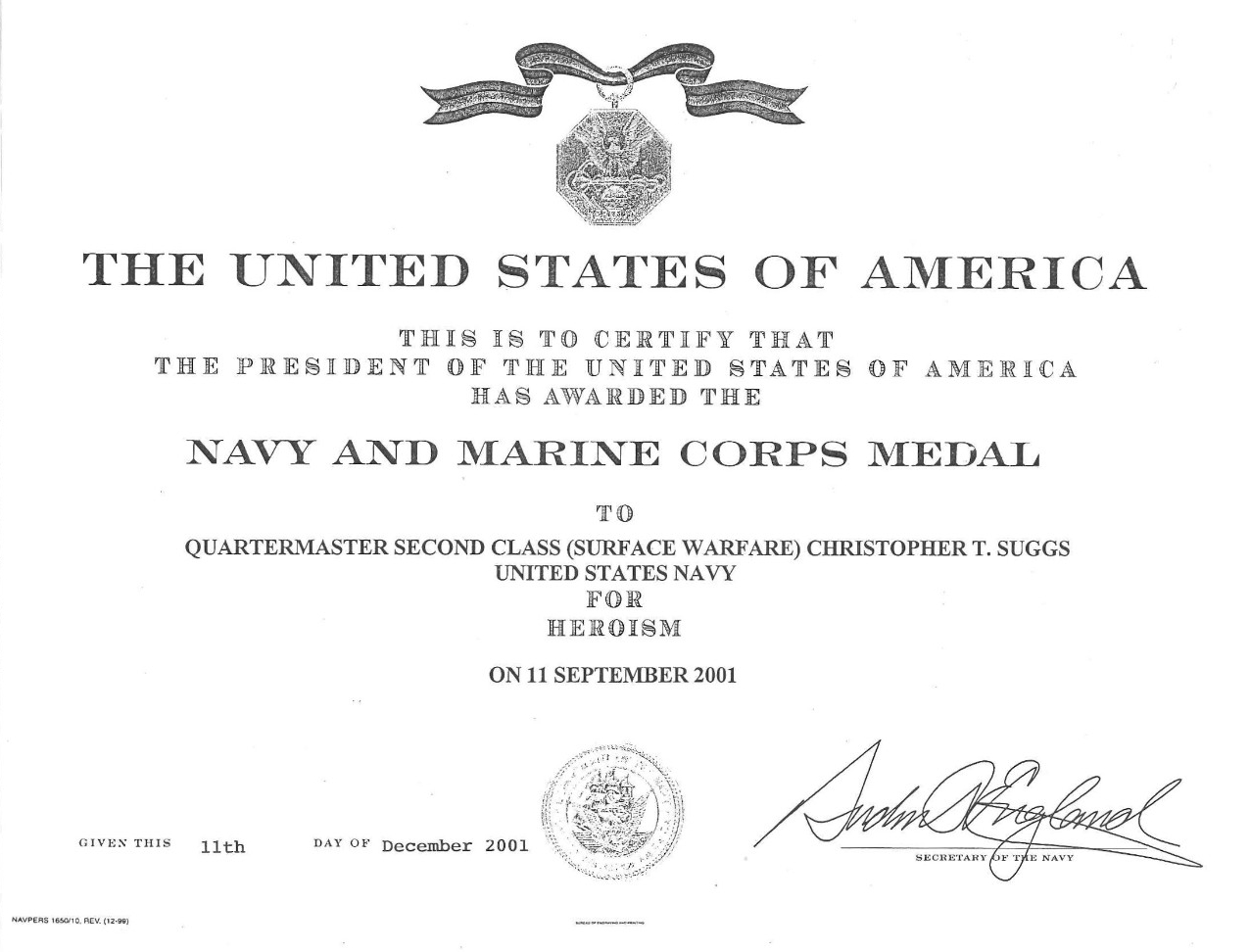 Suggs, Christopher QM2 Navy and Marine Corps Medal