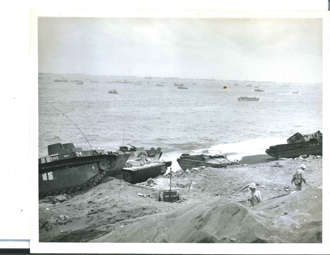 <p>Landing craft on the beaches of Iwo Jima</p>
