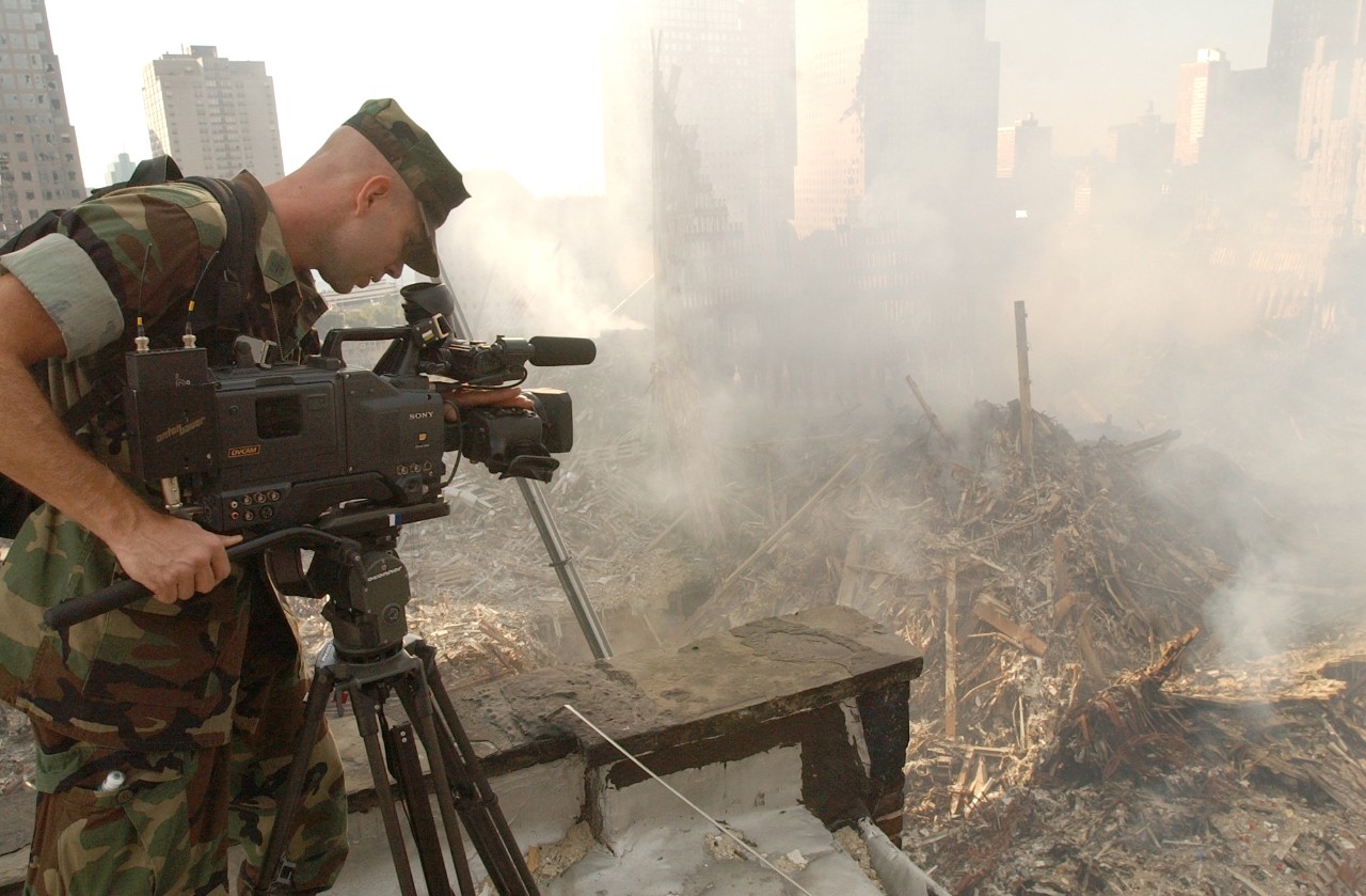 A Navy combat photographer documents the devastation at Ground Zero in New York City, 16 September 2001