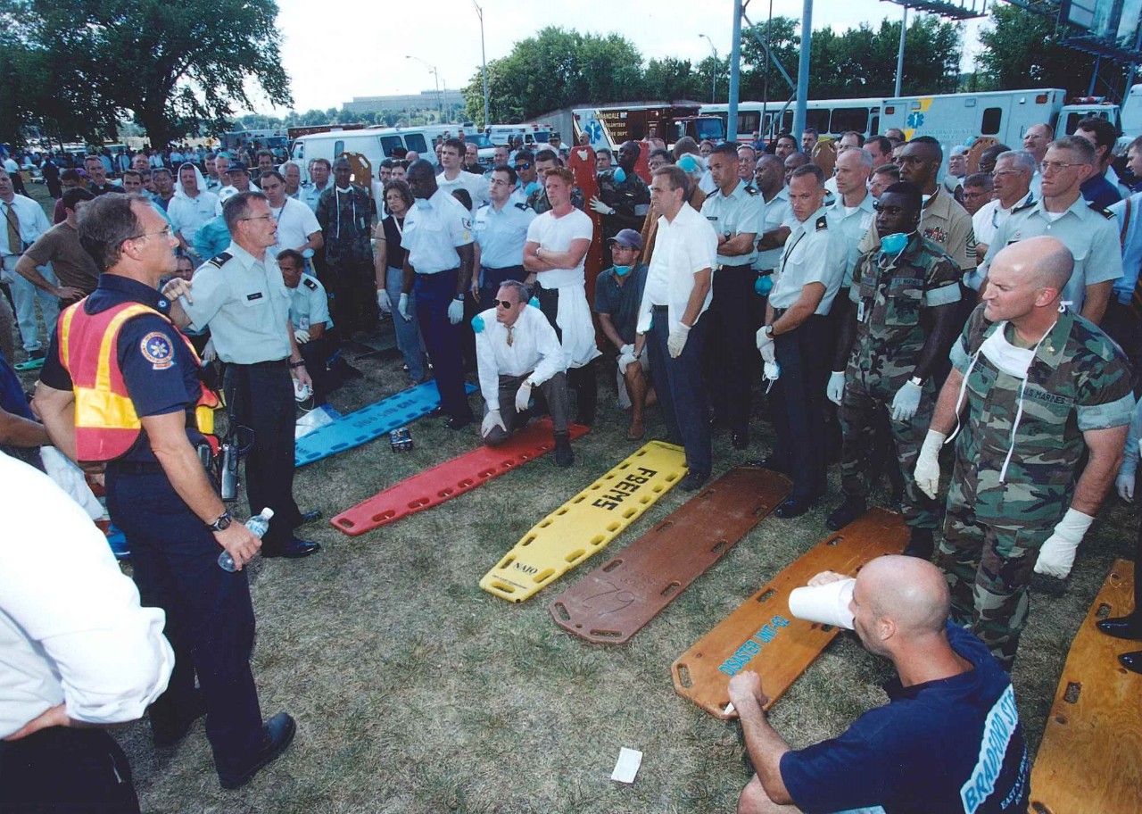 Triage teams prepare to work, 11 September 2001