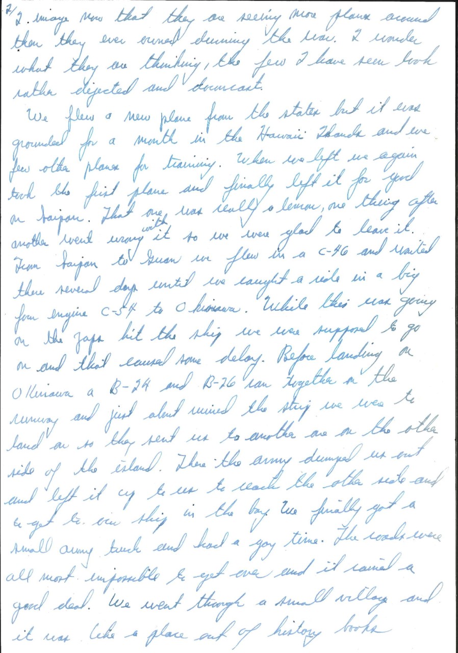 <p>Letter from Charles W. Cooper to his parents, Aug. 31, 1945, page 2</p>