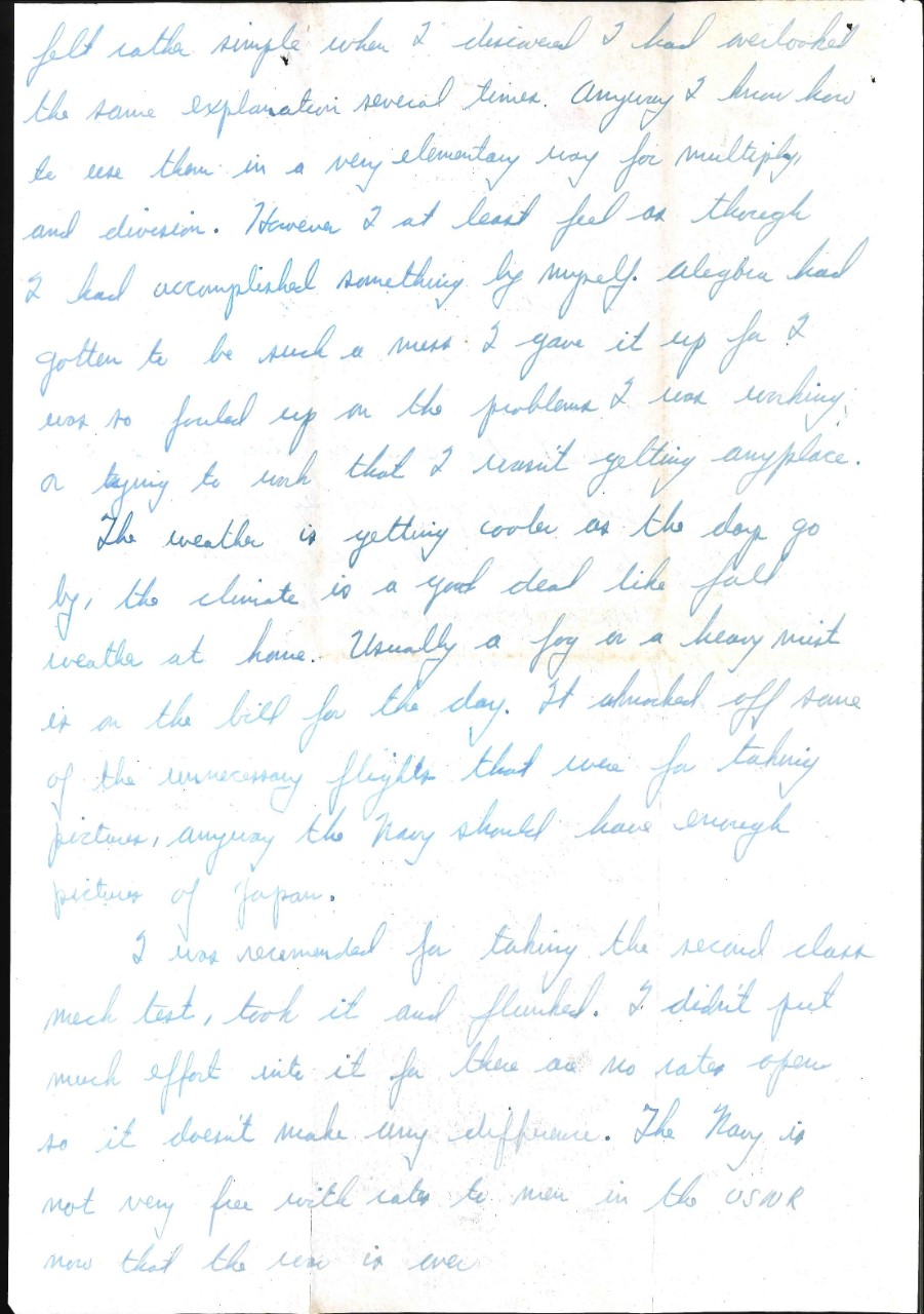 <p>Letter from Charles W. Cooper to his parents, Sep. 15, 1945, page 2</p>