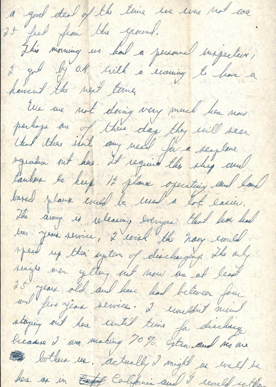 <p>Letter from Charles W. Cooper to his parents, Sep. 22, 1945, page 2</p>