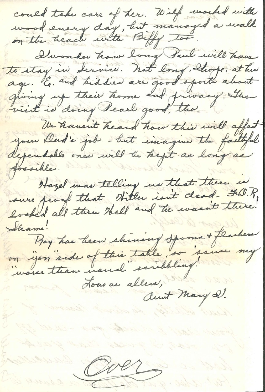 Letter from Wright's family, August 18, 1945, page 3