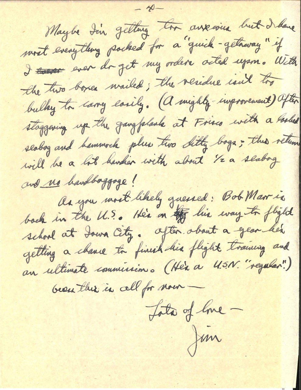 <p>Letter from James Wright to his parents, Oct. 15, 1945, page 4</p>